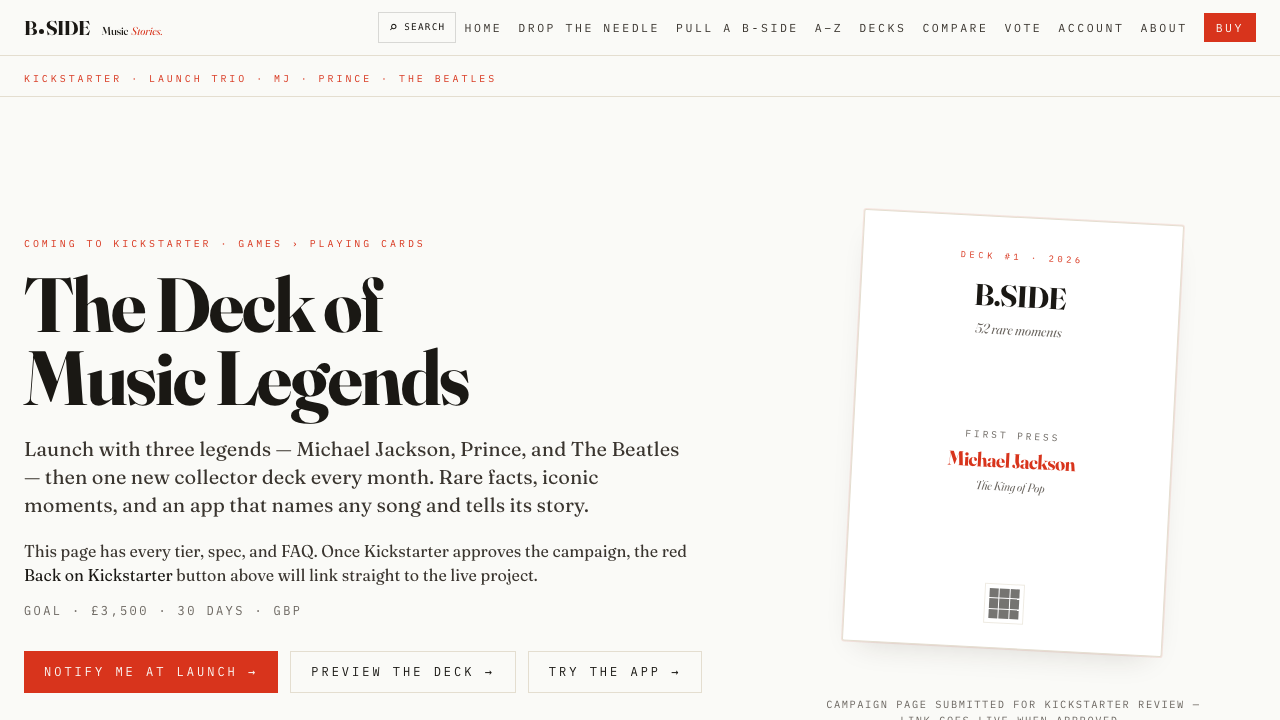 B.SIDE deck of music legends